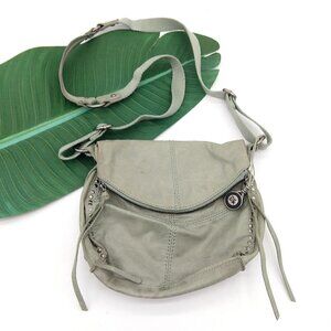 The Sak Silverlake Leather Crossbody Bag Purse Mint Green Studded Tassel Zip